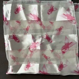 Pink Ribbon Pattern Satin Scarf breast cancer awareness